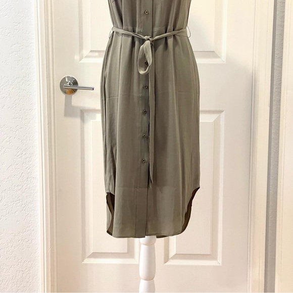 NWT  Habitual Sleeveless Button Up Tie Army Fall Green Midi Dress Size XS - Picture 8 of 11